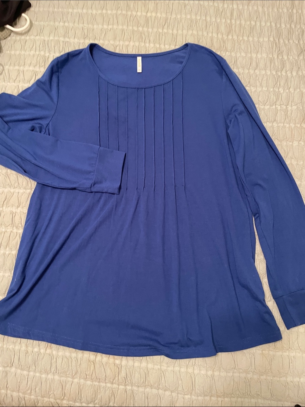 Women’s Long Sleeve Pleated Front Top - Blue